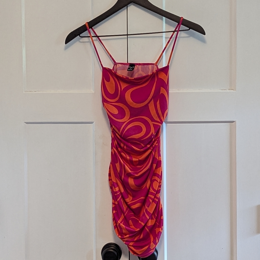 Windsor Ruched Dress Sz Small Vibrant Colorful Excel Used Cond Poly/Spandex - Picture 3 of 6